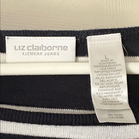 Liz Claiborne vintage Red, Navy  and Black Striped 3/4 Sleeve Tops 
Set of 3 - Picture 3 of 8